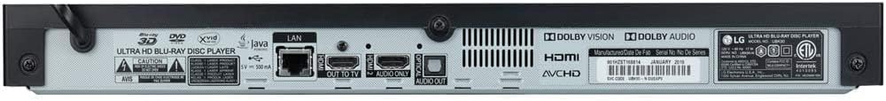 LG 4K Ultra Multi Region Blu Ray Player - Multi zone A B C Blu-ray Pal Ntsc - Dual Voltage -Bundle with Dynastar HDMI Cable