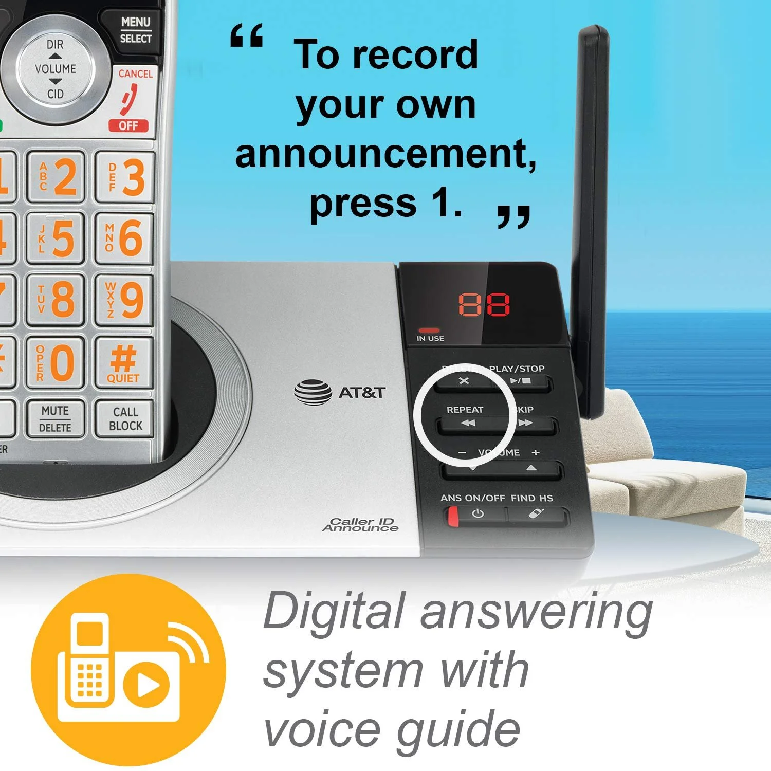 AT&T CL82407 DECT 6.0 Expandable Answering System with Smart Call Blocker, Silver/Black with 4 Handsets