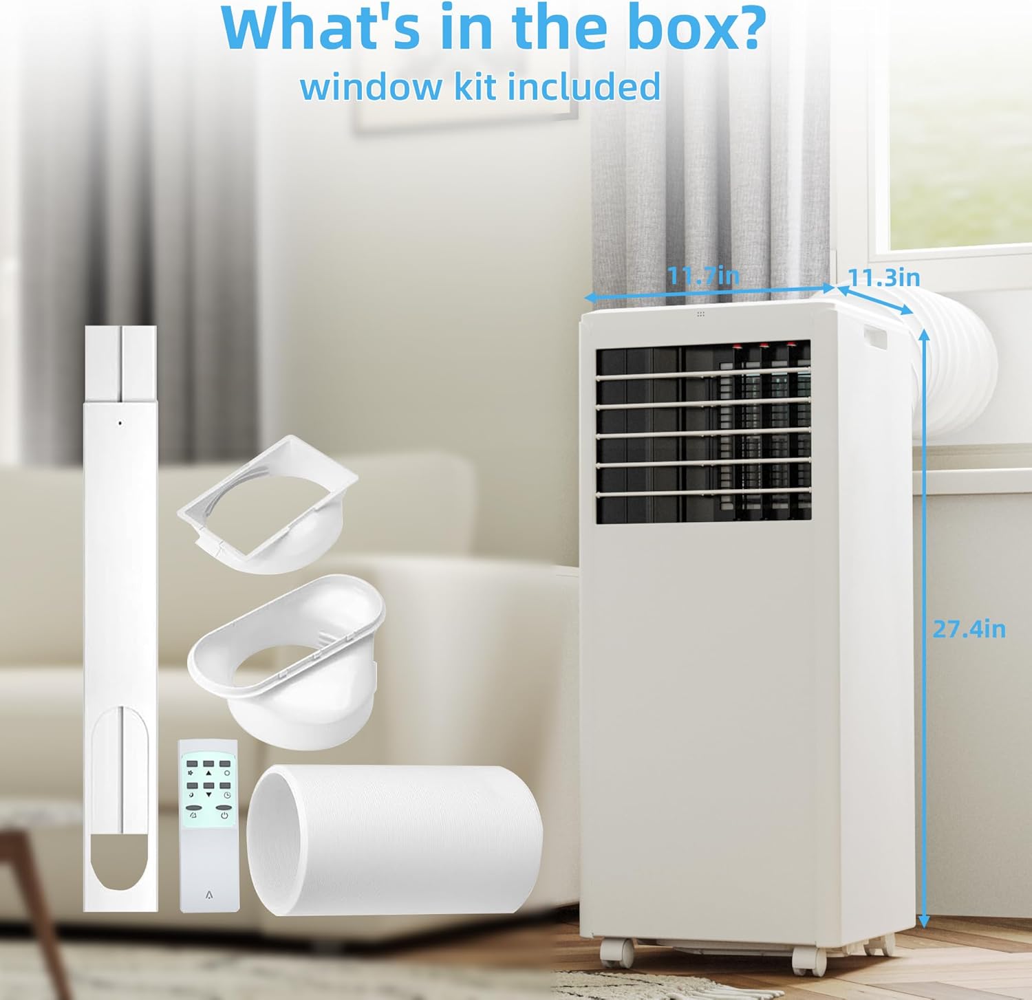 8000 BTU Portable Air Conditioners Cools 350 Sq.Ft. 3-in-1 Portable AC Units for Rooms with Remote Control/Sleep Mode/24H Timer, AC Unit for Bedroom Apartment, Window Kit Included