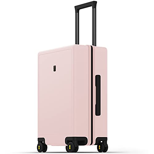 LEVEL8 Hard Shell Carry on Luggage Airline Approved, Carry-on Suitcases with Wheels, Lightweight Luminous Textured Hardside Travel Bag with Tsa Lock, 20 Inch, Black