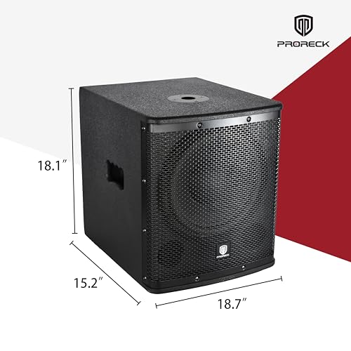 PRORECK SP-12X Active Powered PA DJ Subwoofer Cabinet 12 inch 1000W P.M.P.O with Class-D Amplifier, 3 DSP Presets-Monitor, Bass Reinforcement, Black, for Wedding, Party, Concert, Church (One Sub)
