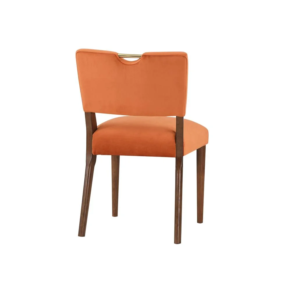 Comfort Pointe Bonito Burnt Orange Velvet 5-Piece Dining Set in Walnut Finish