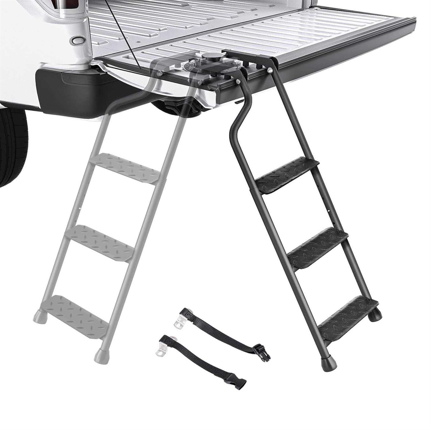 AA Products. AA Product Tailgate Ladder Foldable Pickup Truck Tailgate Ladder with Wide Pedal Non-Slip Sturdy for Truck Easy Install Durable Steel - Shop Hardware Tools Online Store