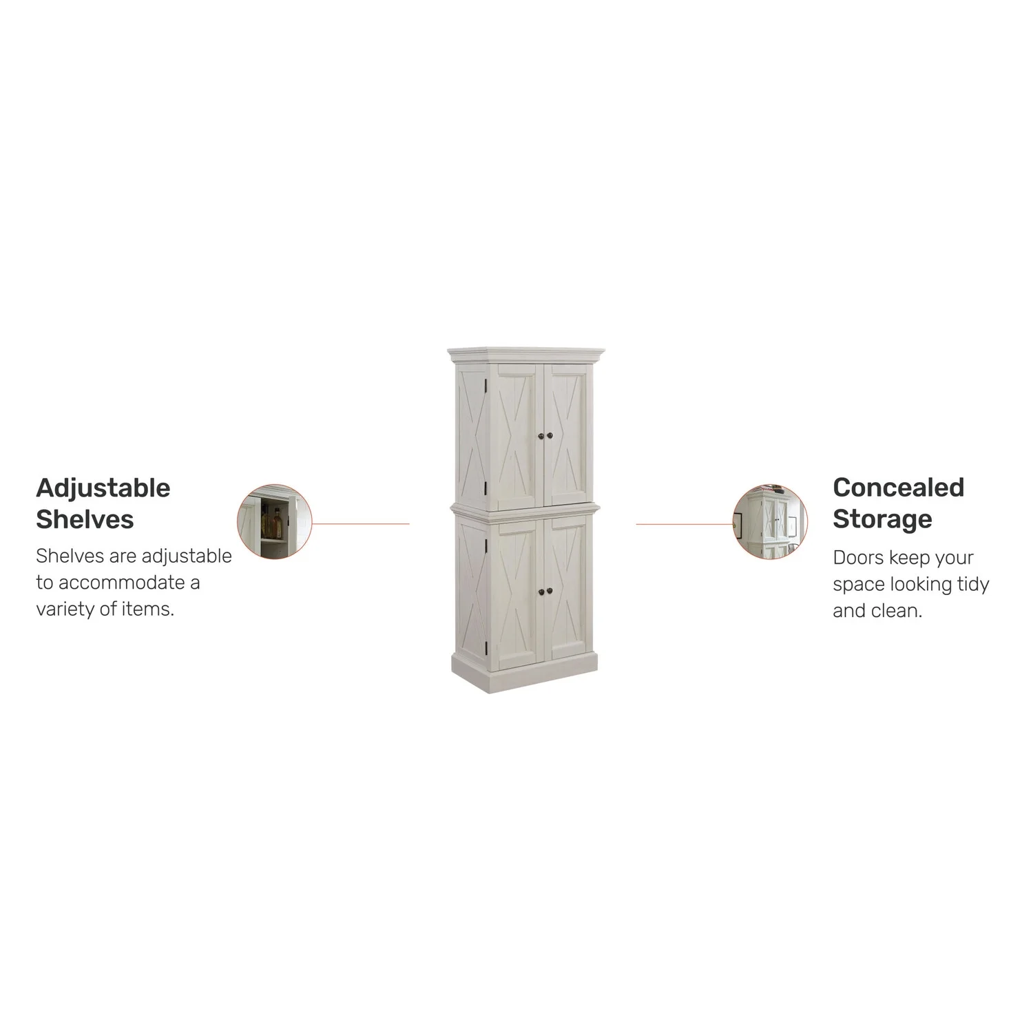 Homestyles Seaside Lodge Wood Pantry in Off White