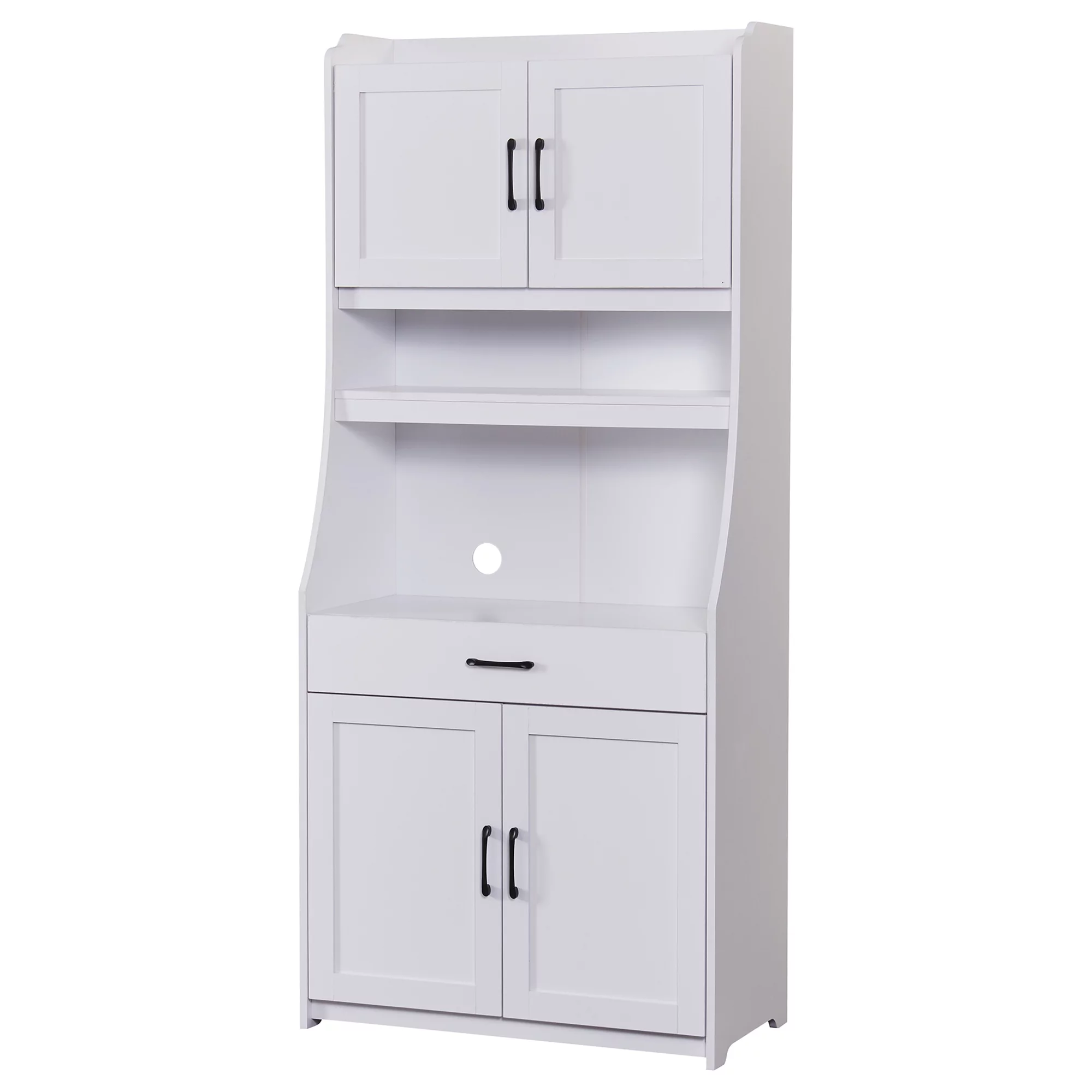 Bellemave 71" Kitchen Pantry Storage Cabinet, Wood Freestanding Hutch Cabinet with Doors and Adjustable Shelves,White - Curated Treasures Market