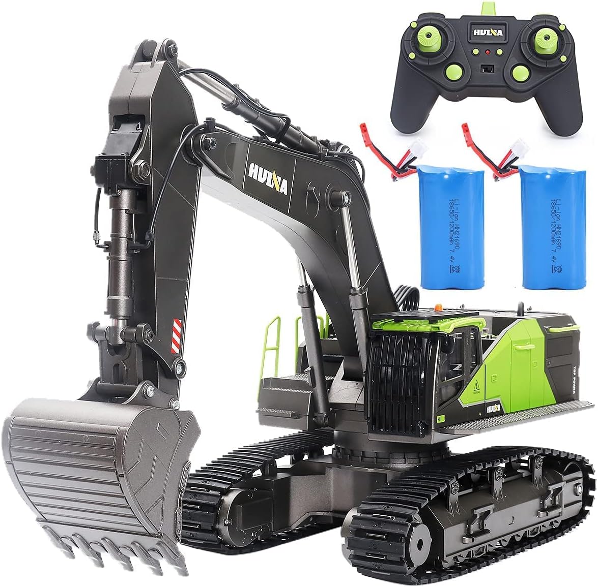 Huina 1593 rc Excavator for Kids Fully Functional Remote Control Excavator for Adults RC Construction Vehicle Toy with LED Light Sounds 2 Batteries… (HUINA 1593)