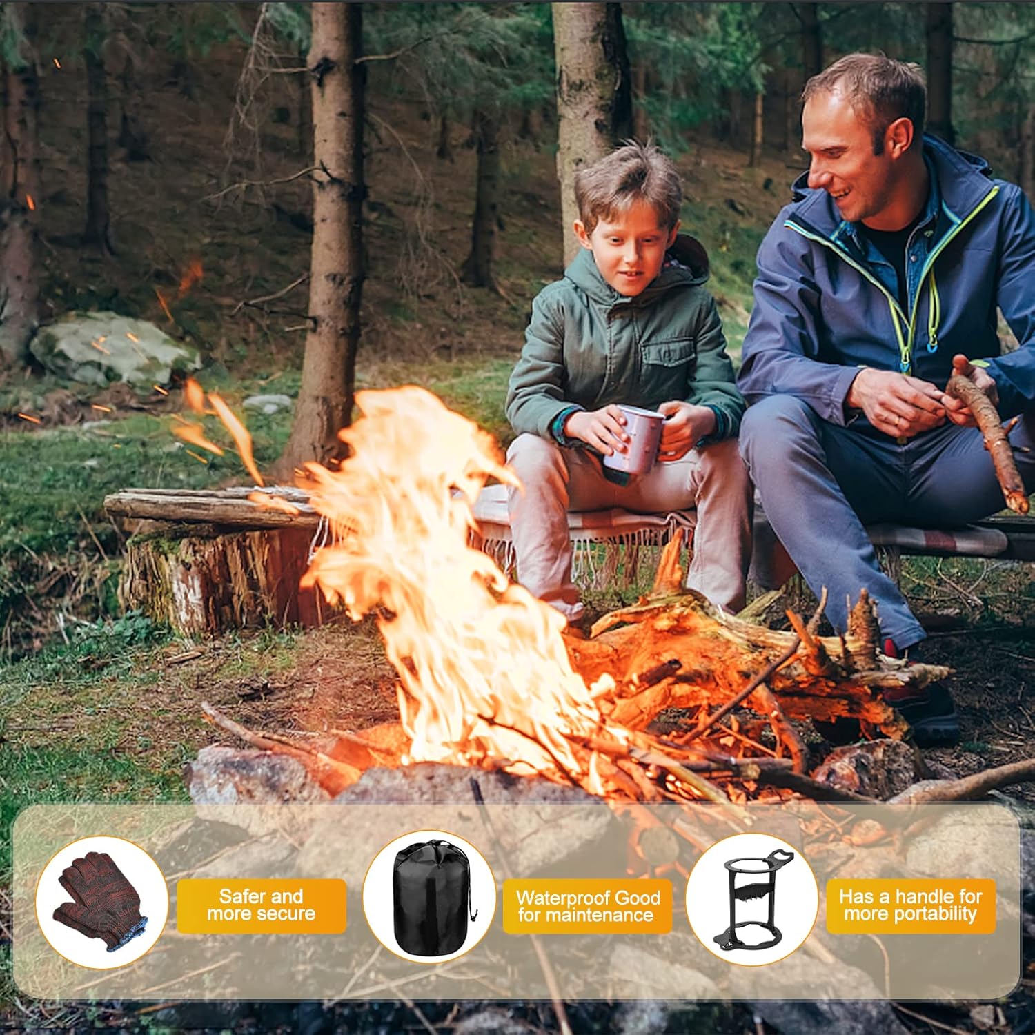 Sundpey Wood Splitter Firewood Kindling Splitter Manual Log Splitter High-Carbon Steel Stand Chopper Cutter Heavy Duty Wood Splitting Wedge Portable, Safely, Easily Tools for Fireplace, Barbecue Pack of 2