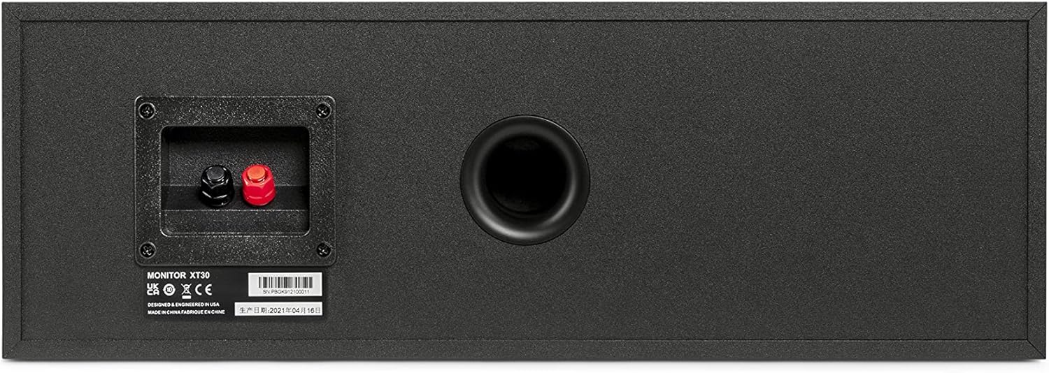 Polk Monitor XT30 Compact Center Channel Speaker - Hi-Res Audio Certified, Dolby Atmos & DTS:X Compatible, 1" Terylene Tweeter & Dual 5.25" Dynamically Balanced Woofer, Midnight Black