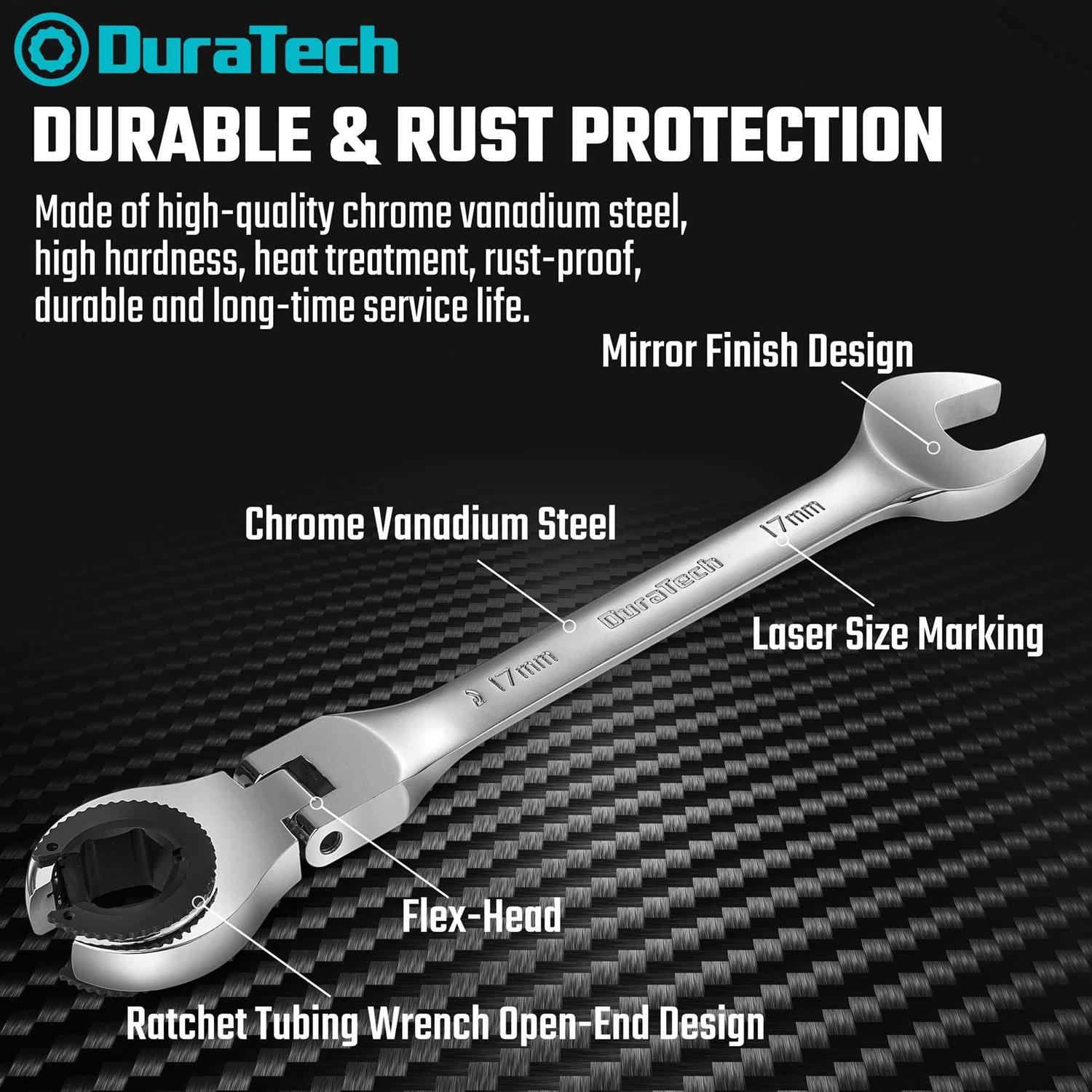 DURATECH 6-Piece Ratcheting Wrench Set with Open Flex-head Metric Ratcheting Tubing Wrench Set - Shop Hardware Tools Online Store