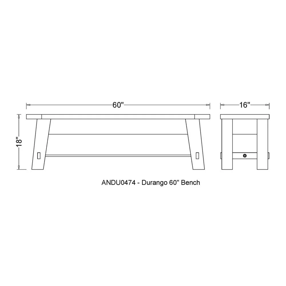 Alaterre Durango 60"L Wood Entryway/Dining Bench