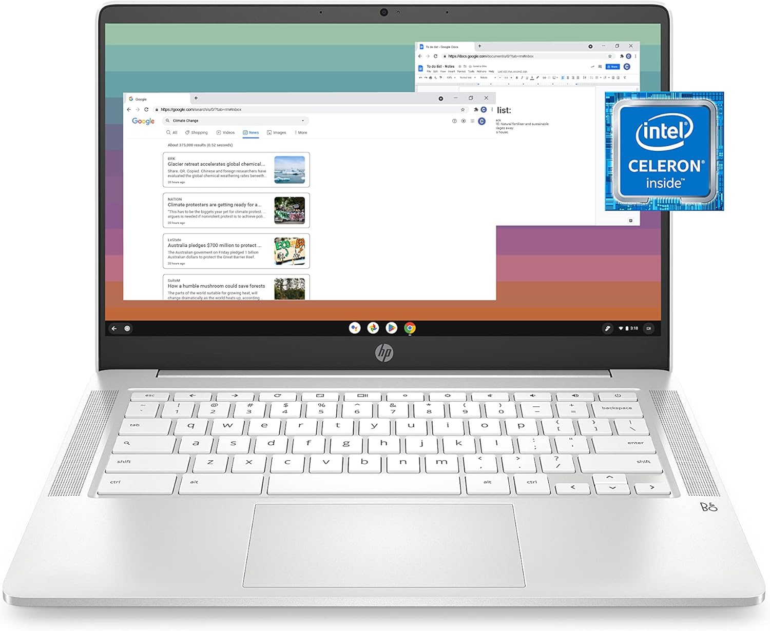 HP Chromebook 14 Laptop, Intel Celeron N4120, 4 GB RAM, 64 GB eMMC, 14" HD Display, Chrome OS, Thin & Portable, 4K Graphics, Long Battery Life, Snow White Keyboard (14a-na0210nr, 2022, Ceramic White)