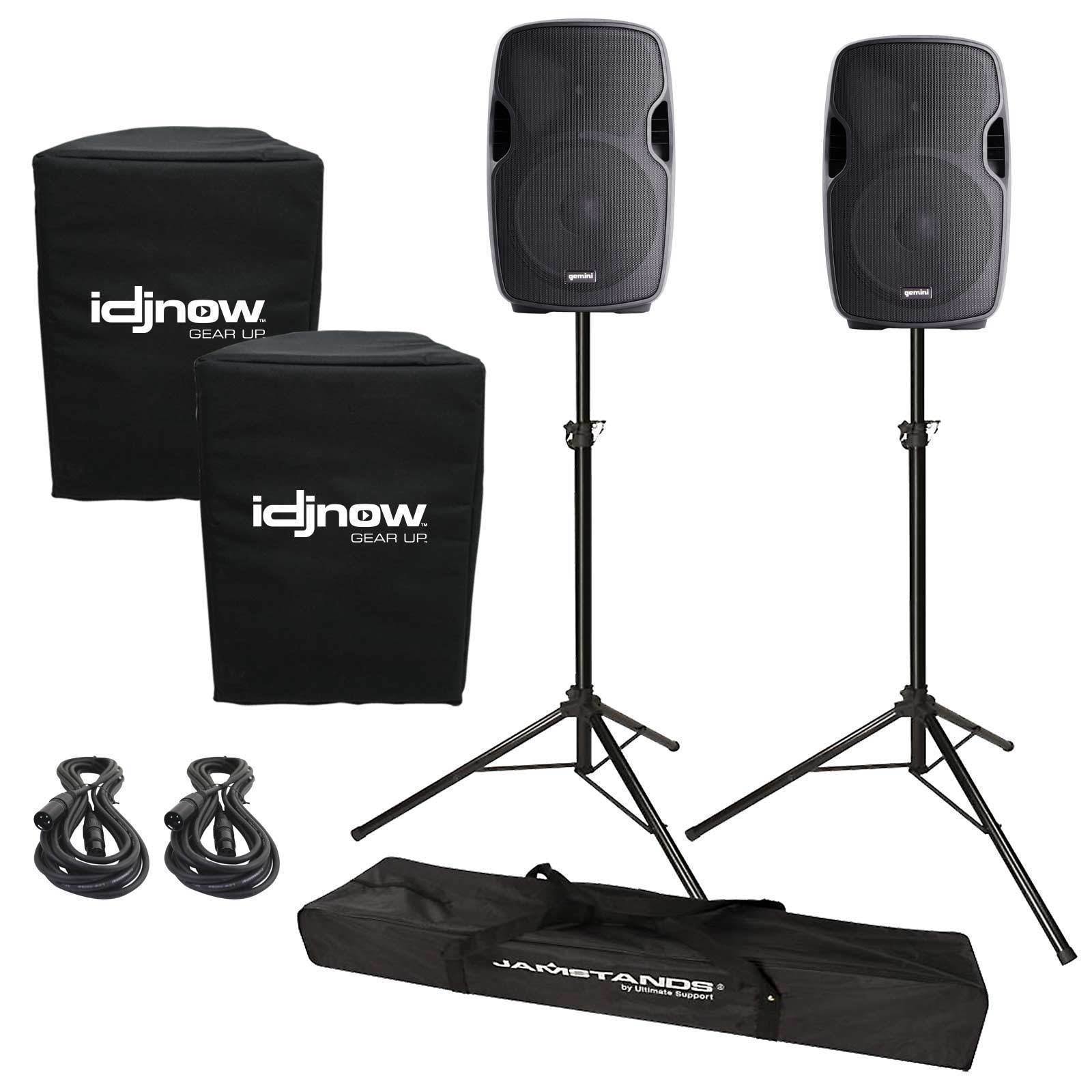 Gemini AS-1200P Active/Powered Portable DJ PA Speaker System Stands A