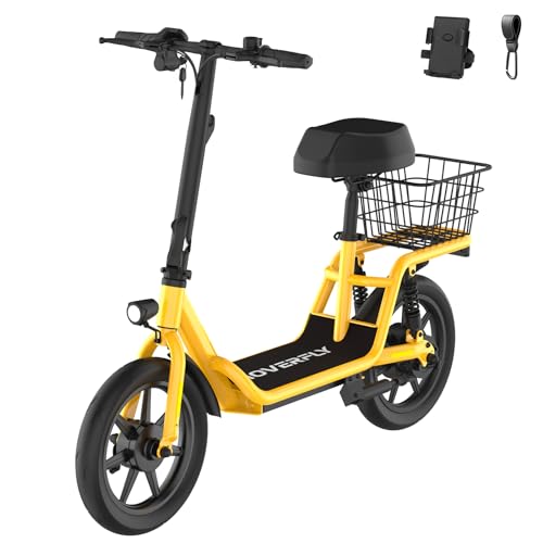 Hoverfly 14" Electric Scooter with Seat Adult, 550W/750W Peak Motor, 18.6/25 Miles Range, 15.5/22Mph Max Speed, Height-Adjustable Comfort Seat, Commuter Escooter with Carry Basket&Accessories