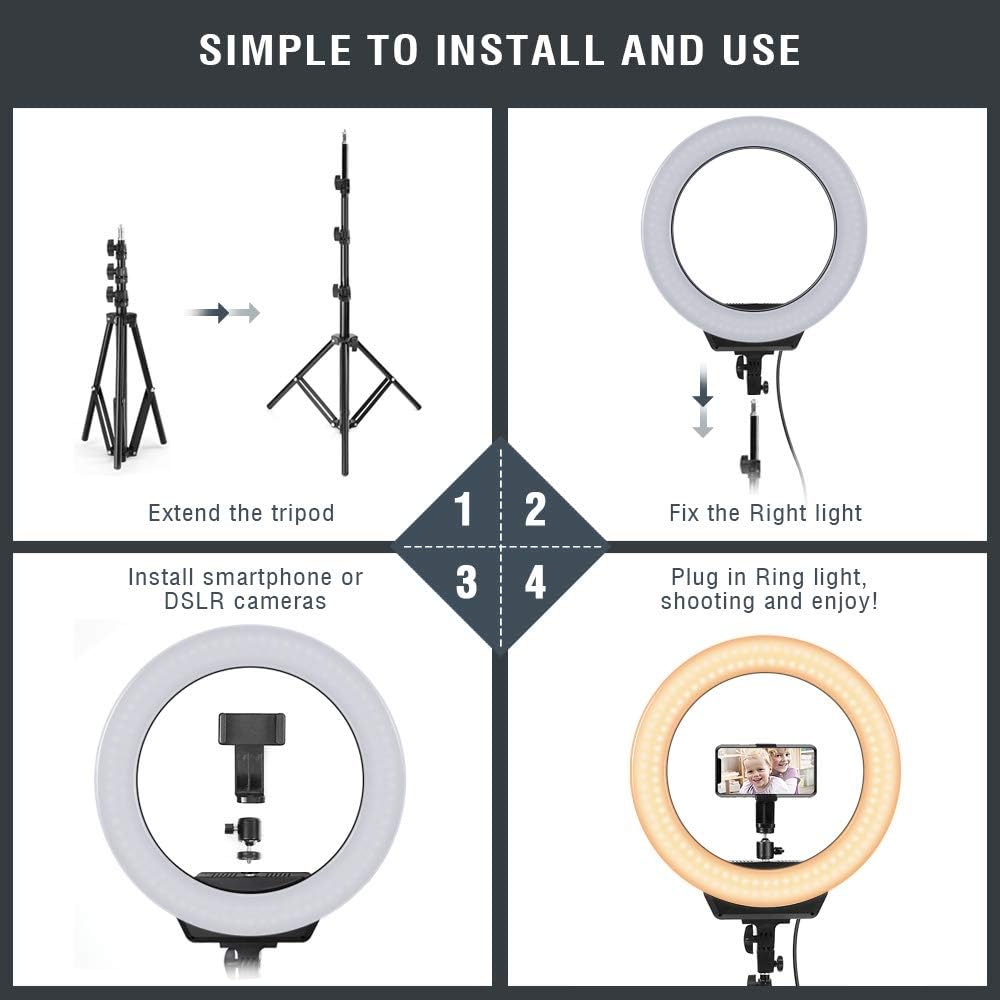 RGB Ring Light 18 inch with Tripod Stand (2700-7000K) for Phone Camera iPad Selfie Live Stream YouTube TikTok Video Shooting Best Lighting Atmosphere Ringlight