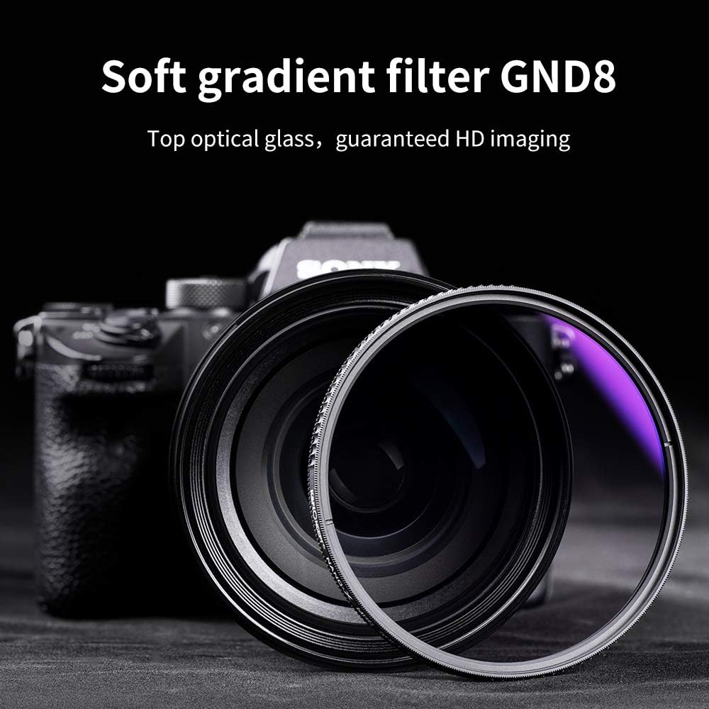 K&F Concept 77mm HD Soft GND8 Lens Filter, 3 Stop (0.9) Soft Graduated Neutral Density Filter with 28 Multi-Layer Coatings Waterproof/Scratch Resistant/Anti-reflectivity for Camera Lens