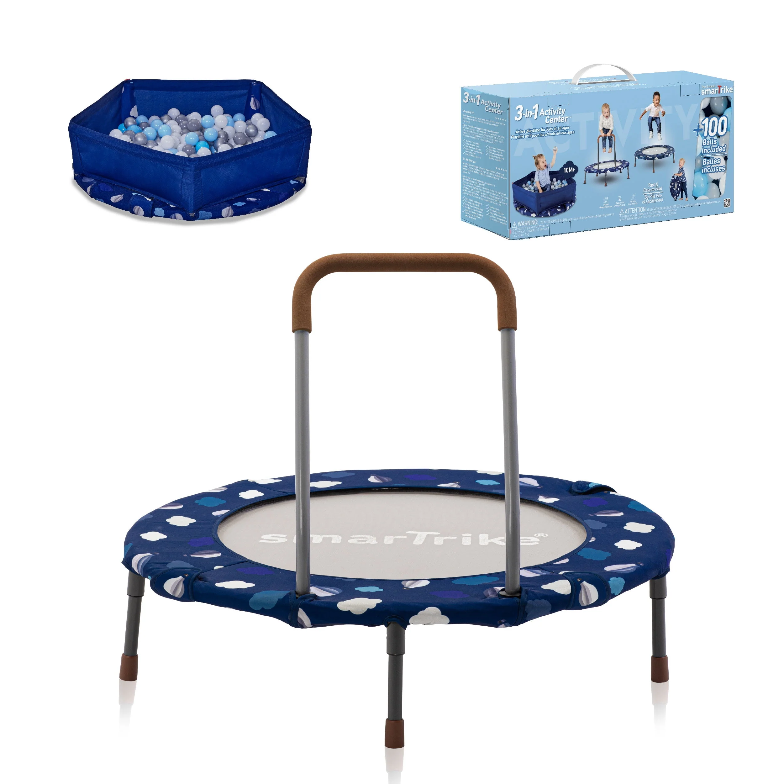 smarTrike 2-in-1 36-inch Indoor Folding Trampoline with Handlebar