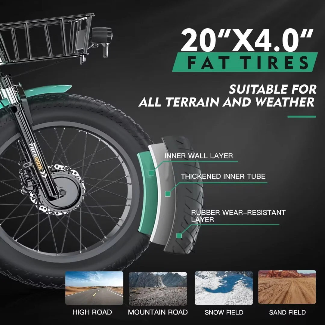 NAIZEA 20 Electric Trike Tricycle for Adults, 7 Speed Fat Tire Electric Trike, 3 Wheels Bike for Adults with Front and Rear Baskets, Lithium Battery UL Certified