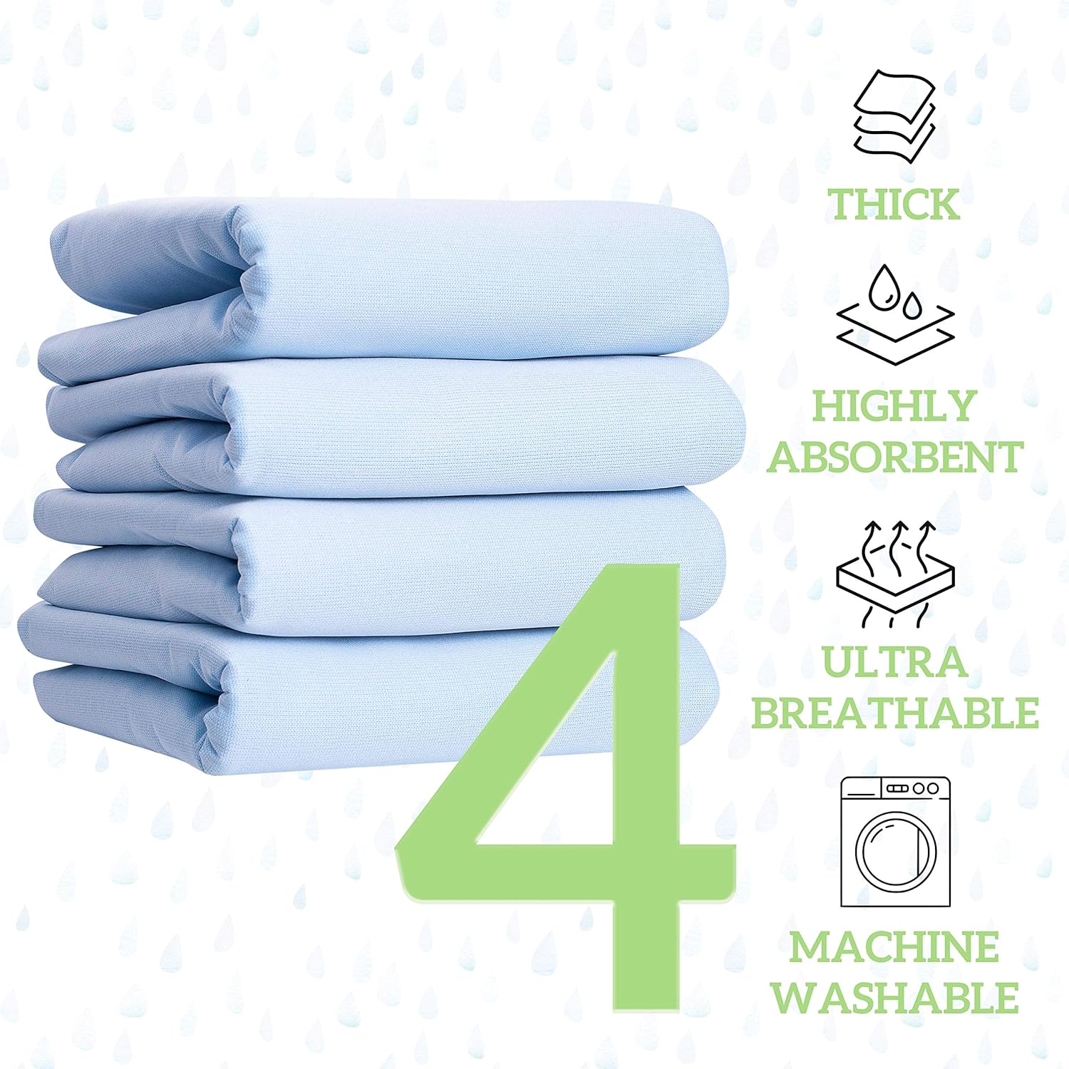 GREEN LIFESTYLE Washable Underpads, Pack - of 6 Large Bed Pads, 30" x 34", for use as Incontinence Bed Pads, Reusable pet Pads, Great for Dogs, Cats, Bunny & Seniors (6 Pack - 30x34)
