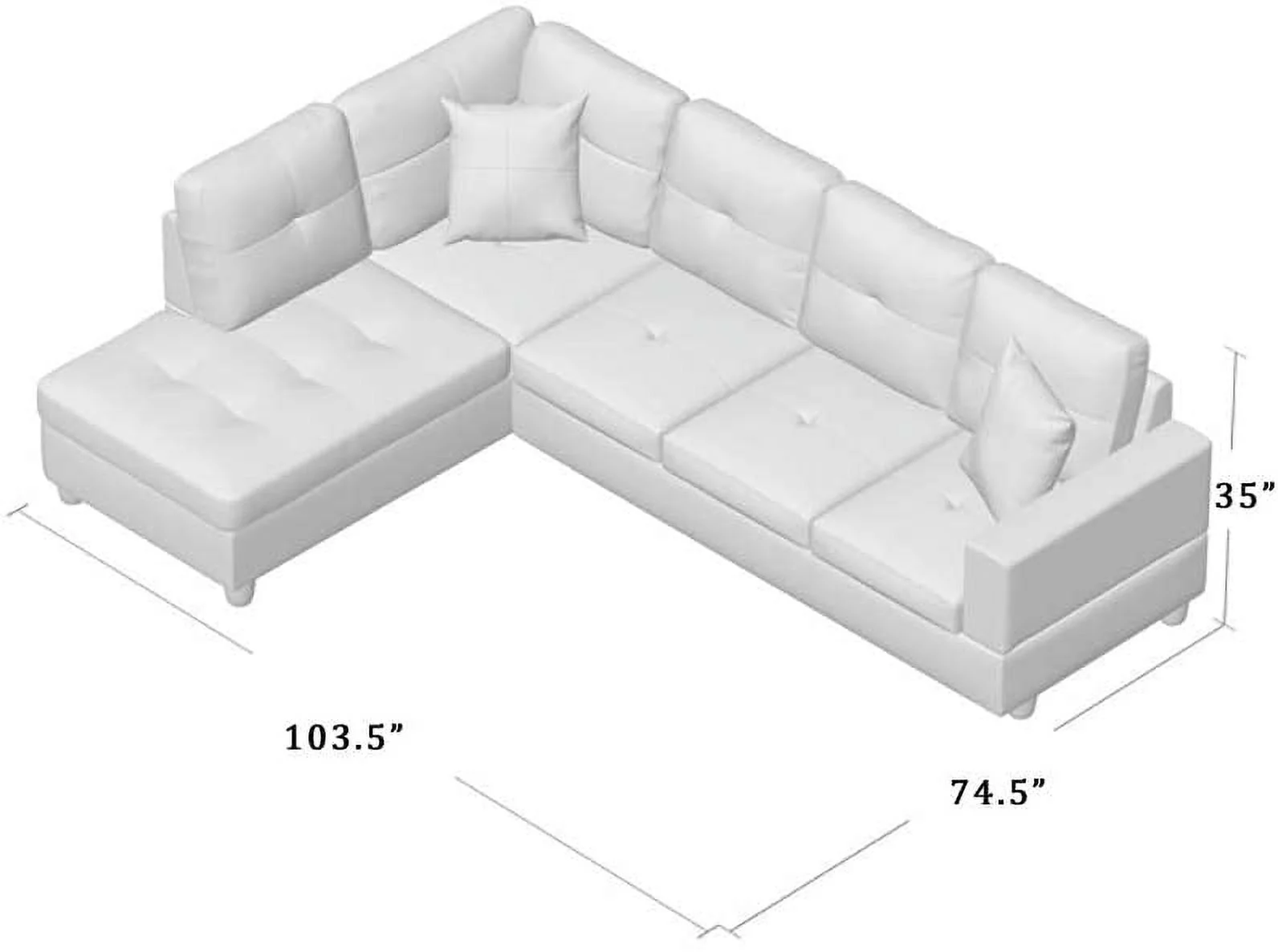 Beverly Fine Furniture Furniture Sectional Sofa Set, Living Room Sofa Set, Leather L Shape Sofa Left Hand Facing,Ginger ( without Storage Ottoman)