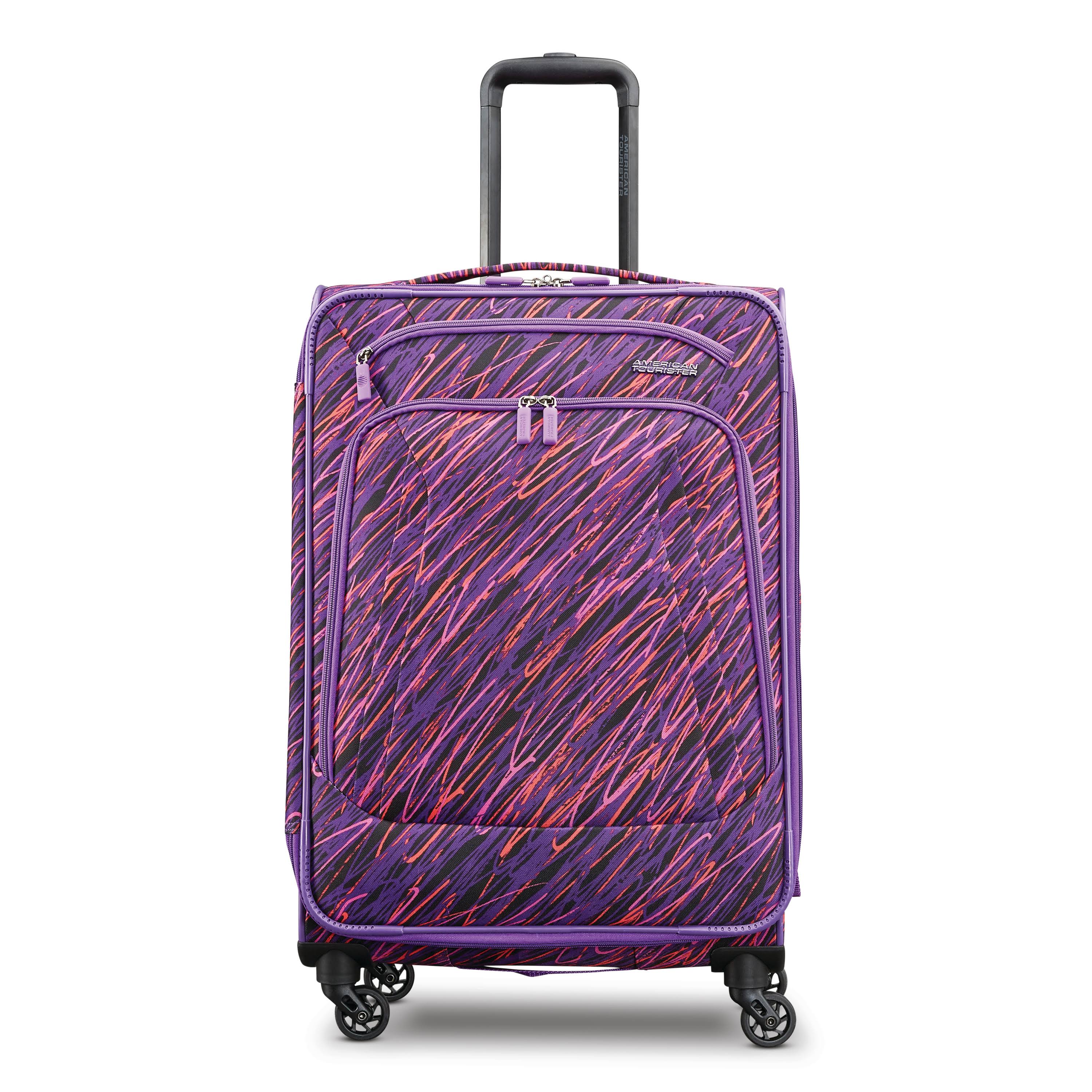 American Tourister 25-inch Spinner Suitcase (Purple Print)