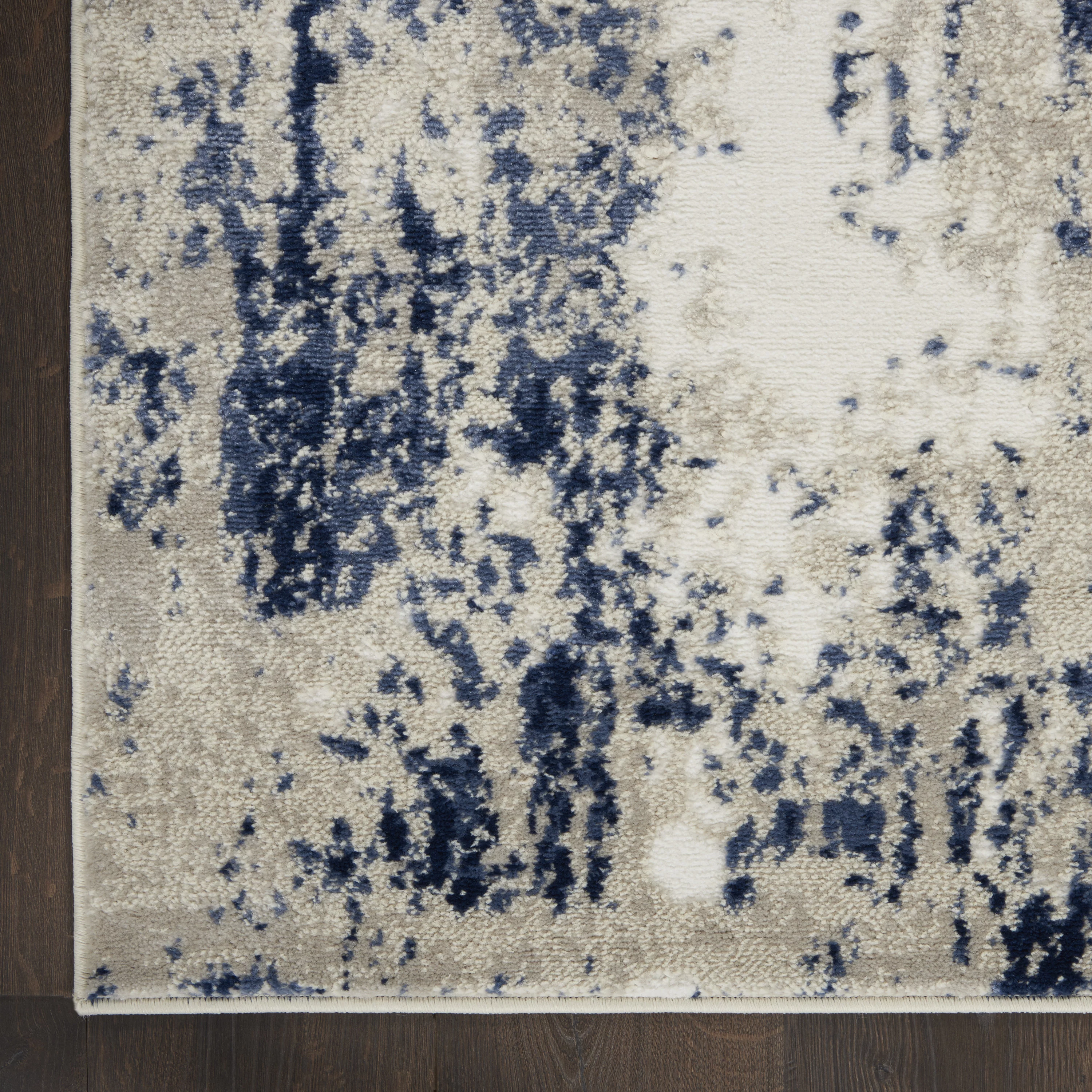 Nourison Cyrus Modern Abstract Ivory/Navy 5'3" x 7'3" Area Rug, (5' x 7')