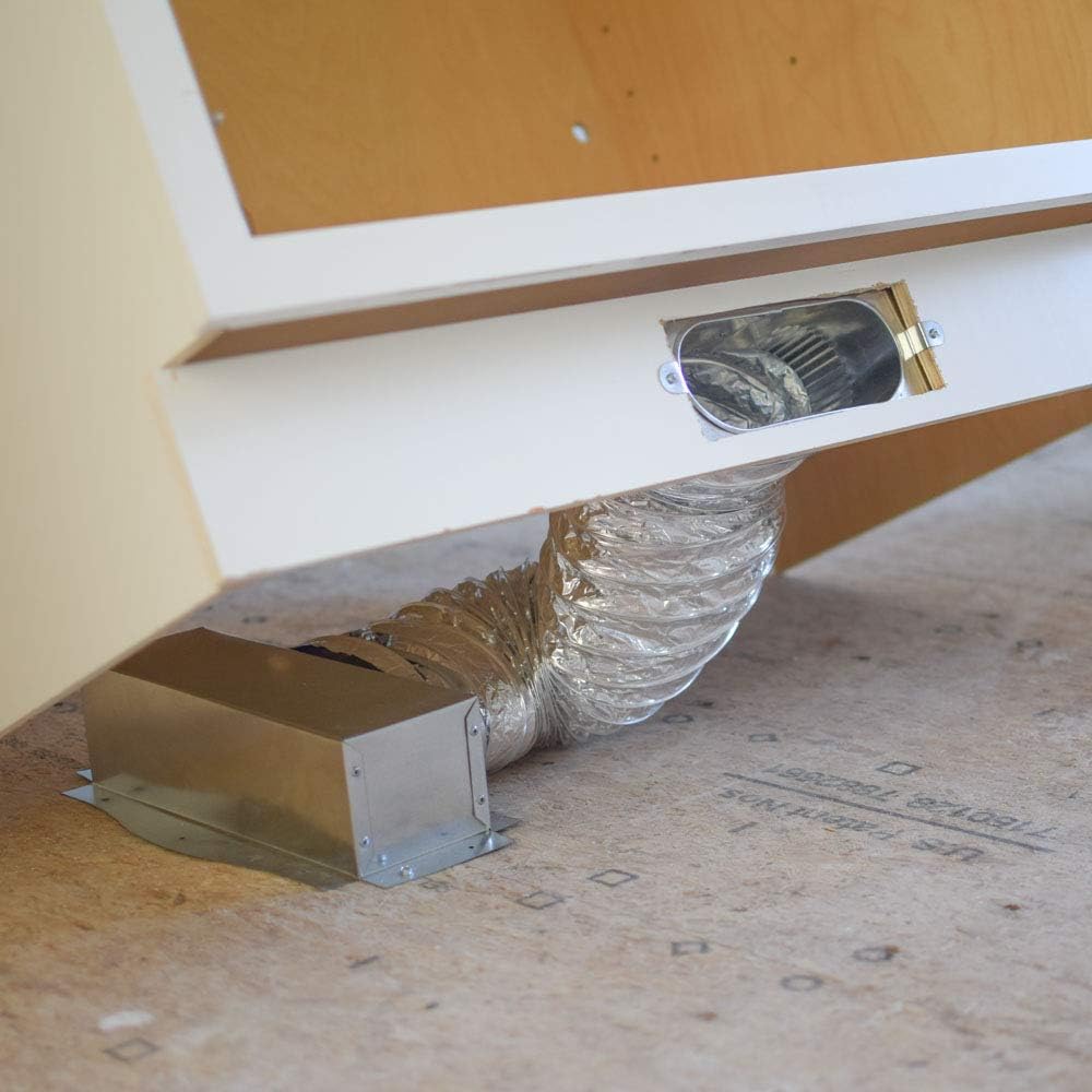 Pre-Assembled Under Cabinet Toe Kick Ducting Kit - Floor Vent Kit