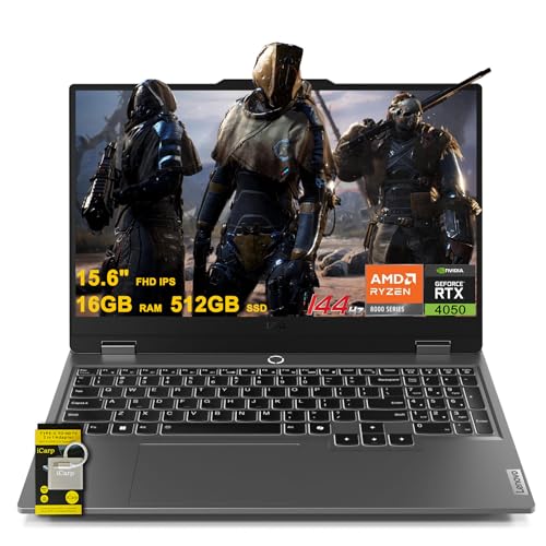 Lenovo LOQ Gaming Laptop 15.6 FHD IPS 144Hz (100% sRGB G-SYNC) AMD Octa-Core Ryzen 7 7435HS (Beats i7-12650H) 16GB RAM 512GB SSD GeForce RTX 4050 Backlit Nahimic Rapid Charge Win11 w/ICP Accessory