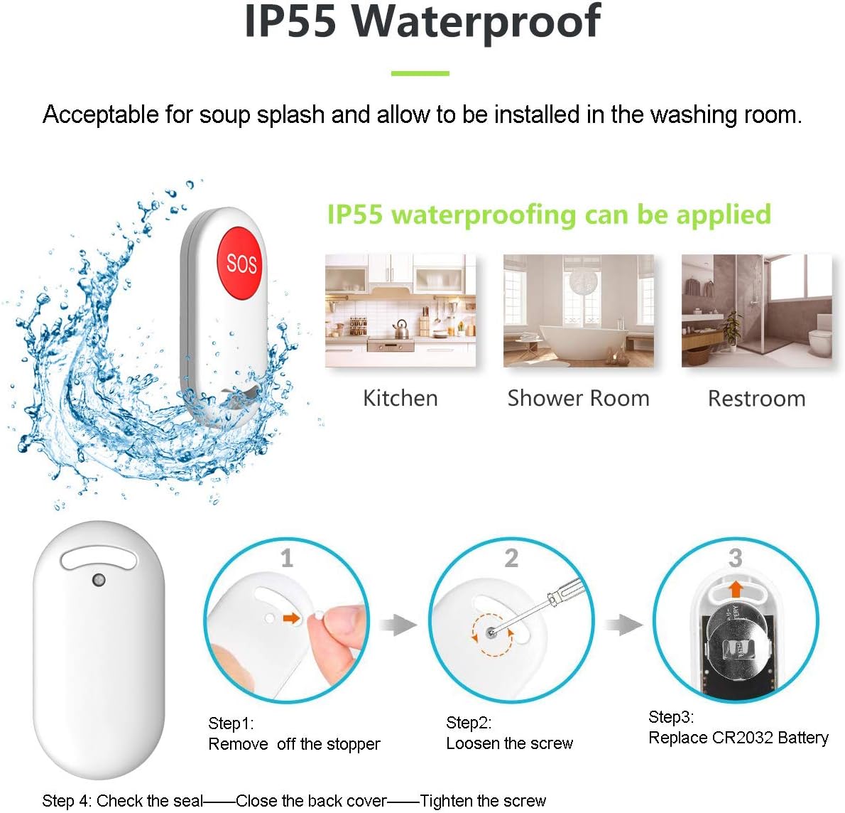 Caregiver Pager Wireless Motion Sensor Alert Room Bed Alarm and Fall Prevention for Elderly Dementia Patients (3Receivers+2Sensor)
