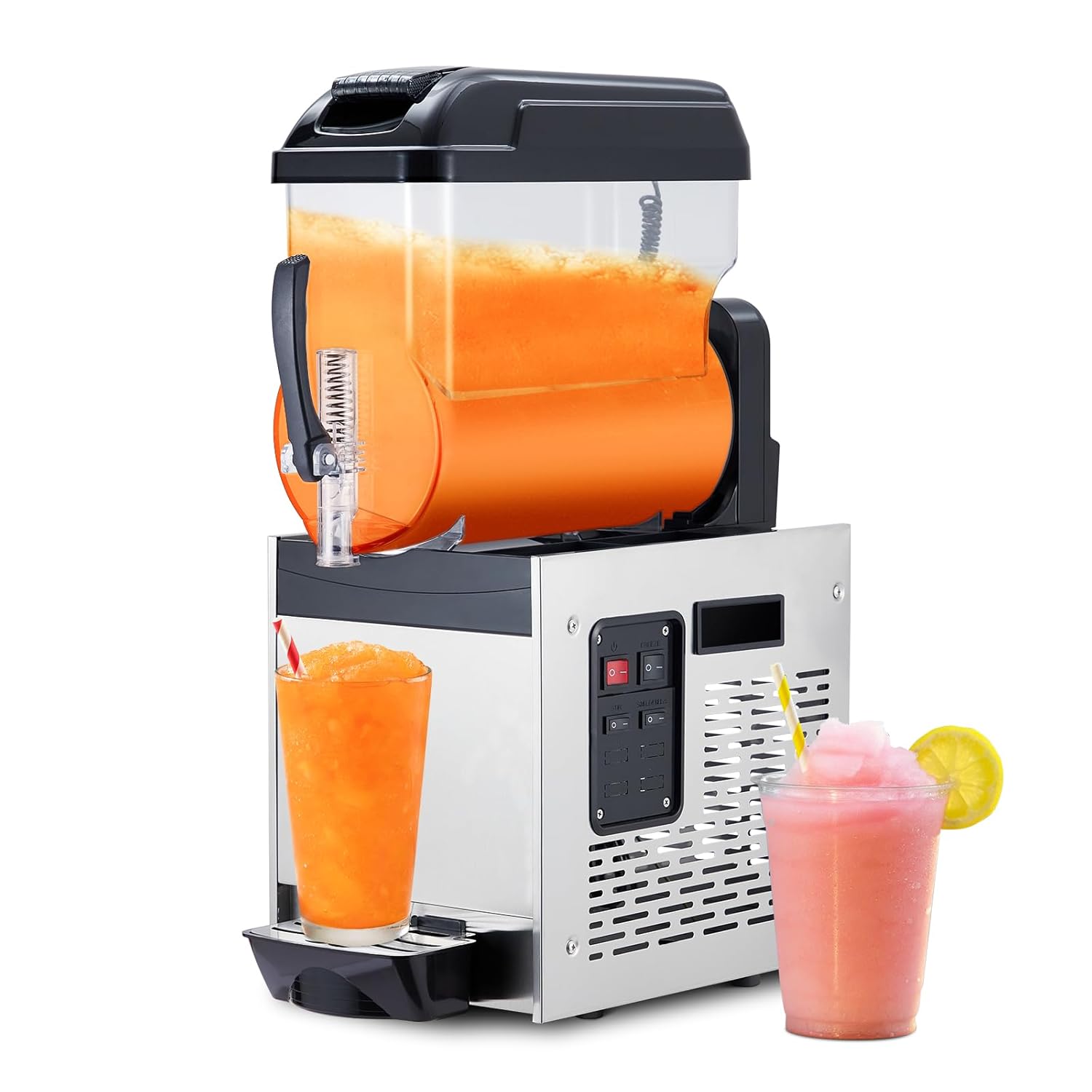 Commercial Slushy Machine, 12L/3.2 Gal Frozen Drink Margarita Machine Smoothie, Self-Cleaning500W Stainless Steel Slushy Machine for Snow Melts, Cocktails, Homes, Coffee Shops, Restaurants