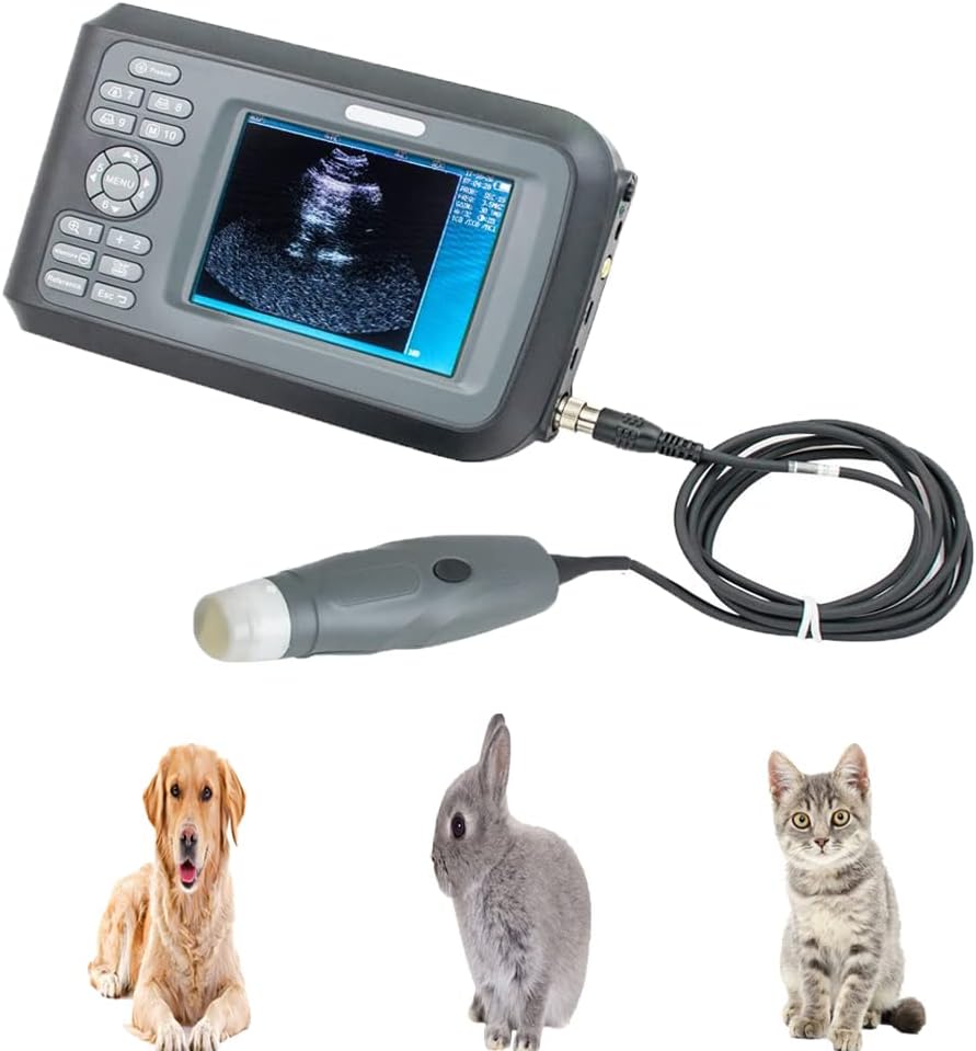 Carejoy Veterinary Ultrasound Machine for Pregnancy Handheld Portable Veterinary Machine Scanner with Rechargeable Battery and 3.5MHz Mechanical Sector Probe for Puppies,Cat,Pig Small Animals
