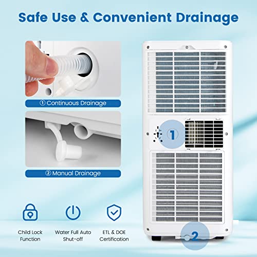 ARLIME Portable Air Conditioner,10000 BTU AC Unit, 3 in 1 Cooling Unit w/Dehumidifier, Fan Mode, Quiet AC Sleep Mode, 24H Timer, LED Display & Remote Control, Cool Rooms up to 250 Sq.Ft