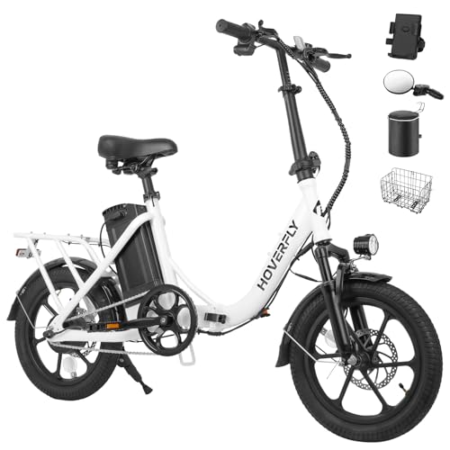 HOVERFLY H3 16" Electric Bike, Max 28Miles Range(Pedal-Assist) Folding E-Bike with Removable Battery, Front Suspension and Commuter Electric Bicycle Adults