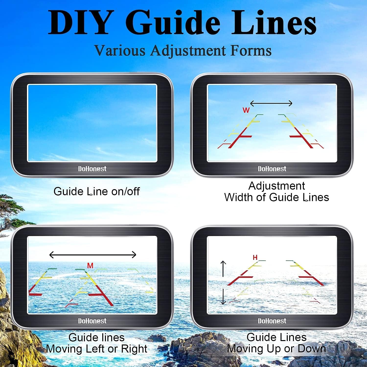 Wireless Backup Camera HD 1080P with 5“ Split Screen System for Truck Pickup Car Small RV Bluetooth Backup Camera 2.4G Stable Digital Signal Easy Installation Support Add 2nd RV Camera-DoHonest V25