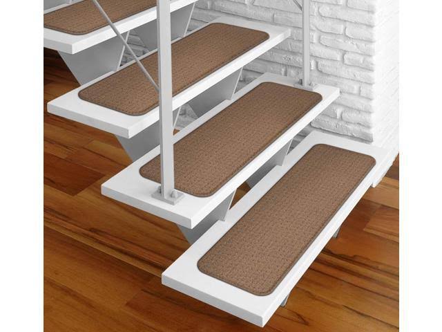 Set of 15 Adhesive Carpet Stair Treads - Toffee Brown - 8 in. x 30 in.
