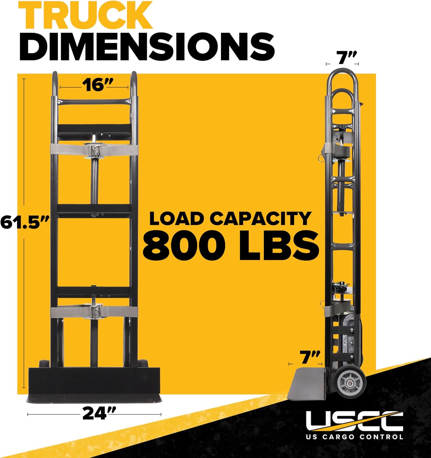 US Cargo Control Appliance Truck - Steel Hand Truck - Heavy Duty 800 Pound Capacity - Appliance Hand Dolly with Double Auto Recoil System - Stair Climber Capability