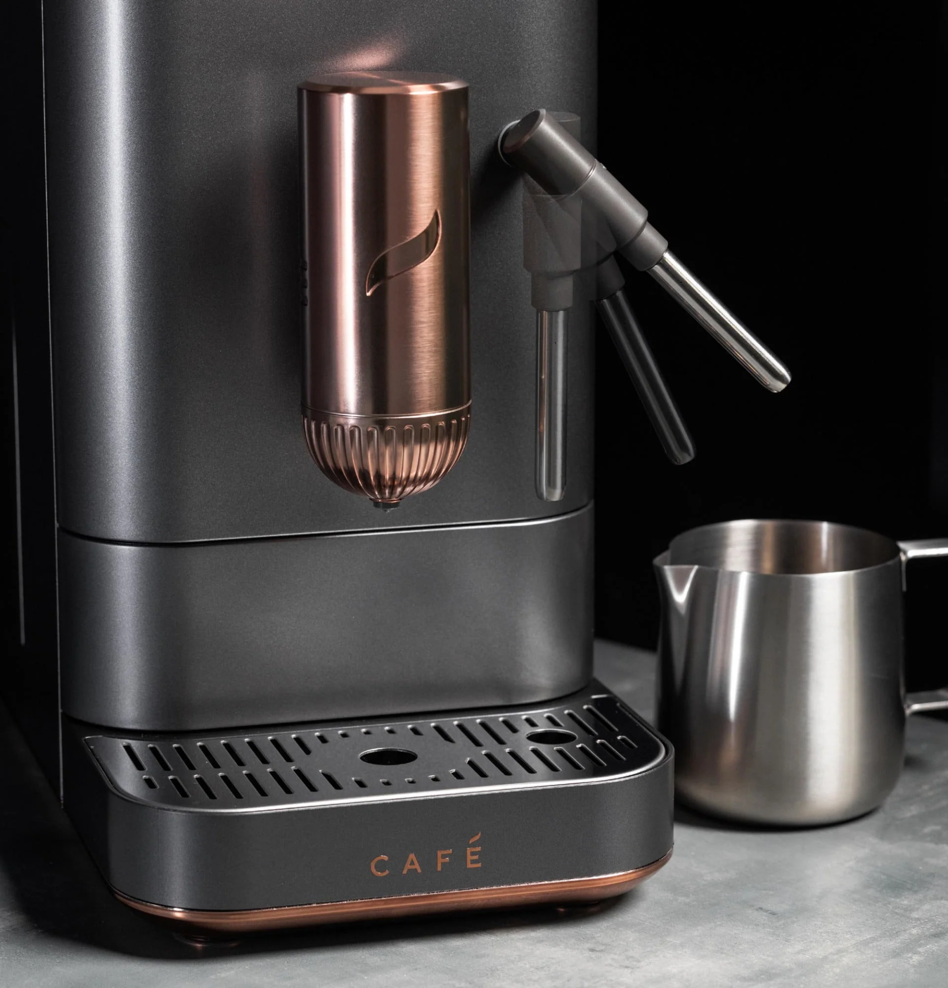Café Affetto Automatic Espresso Machine + Milk Frother | Built-In & Adjustable Espresso Bean Grinder | One-Touch Brew in 90 Seconds | Matte Black, 1.2 Liter, (C7CEBBS3RD3)