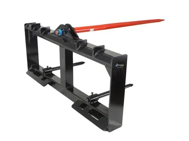Titan Attachments 49x22 Tractor Hay Spear Attachment 3,000 lb Spike Skid Steer Quick Tach Bobcat