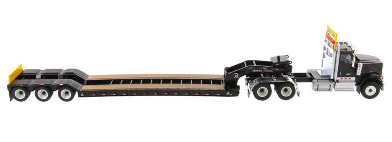 International HX520 Tandem Tractor Black XL 120 Lowboy Trailer 1/50 Diecast Model Diecast Masters 71017