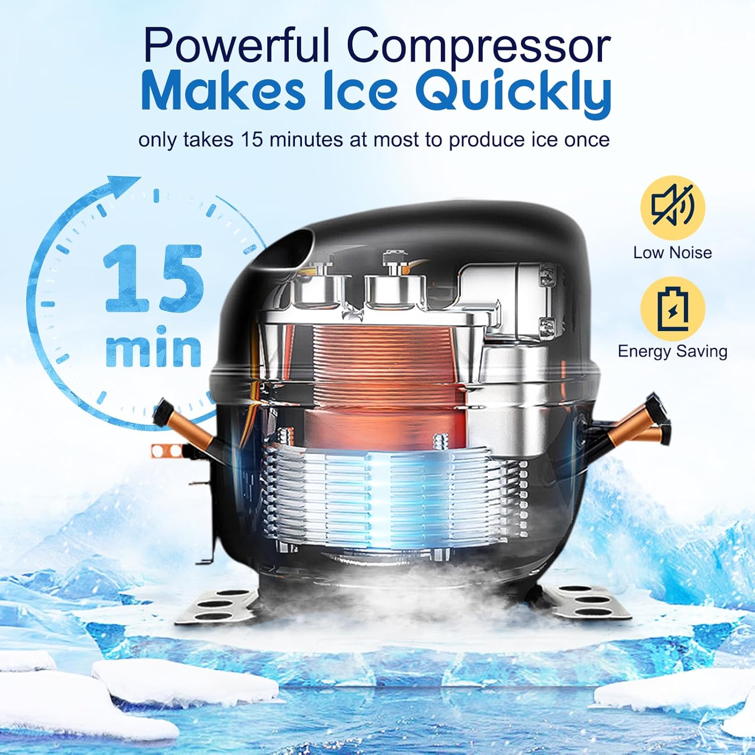 Commercial Ice Maker Machine 100LBS/24H, Stainless Steel Under Counter ice Maker Machine, 33LBS Ice Storage, LCD Controller, Self Cleaning, Large nugget Ice Maker for Restaurant/Bar/Cafe/Office