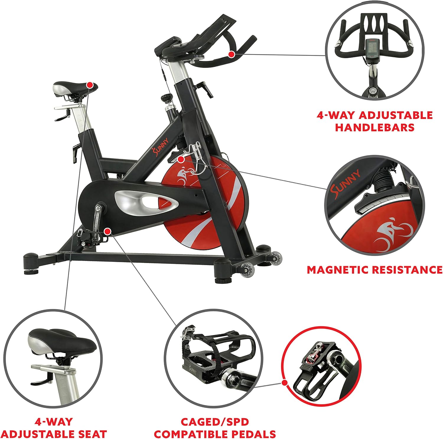 Sunny Health & Fitness Evolution Pro II Magnetic Indoor Cycle Exercise Bike with Device Mount and Performance Display -SF-B1986