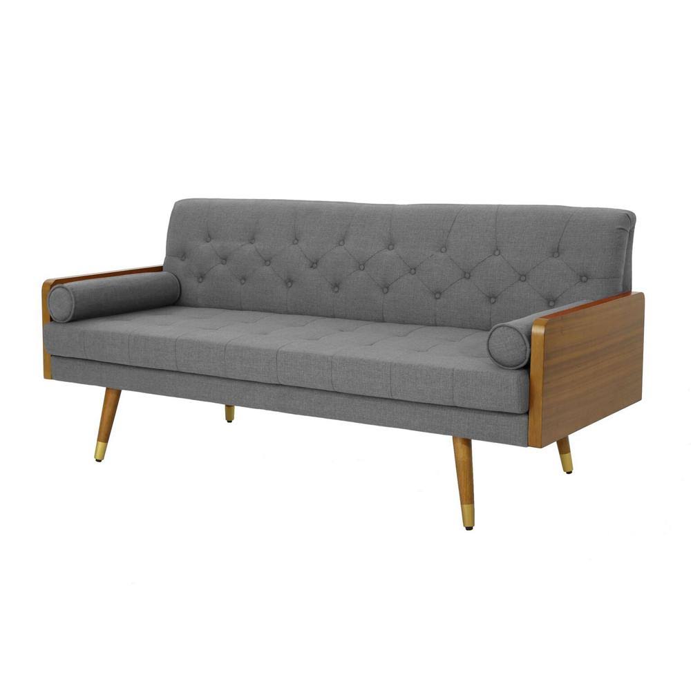 Noble House Jalon Mid Century Sofa in Gray