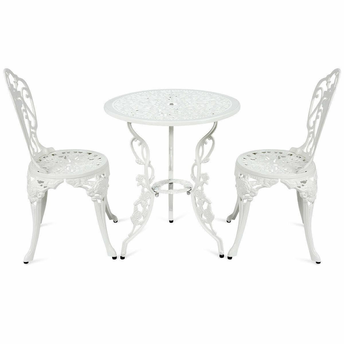 3 Pcs Patio Table Chairs Furniture Bistro Set