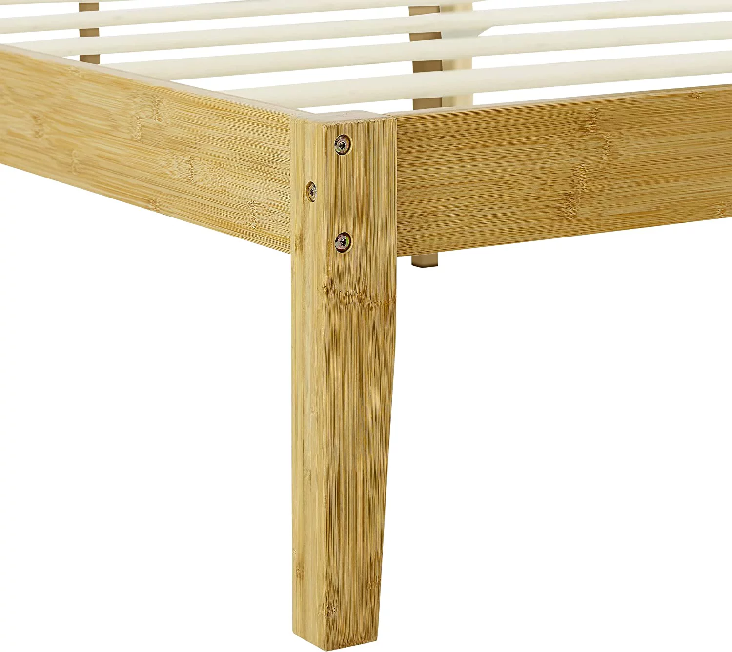 Classic Bamboo Queen Platform Bed Frame With Headboard For Bedroom, Strong Wood Slat Support, No Box Spring Needed, Easy Assembly, Natural (Queen)