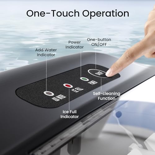 AGLUCKY Ice Makers Countertop with Handle,26.5Lbs/24H,9 Cubes in 6 Mins,2 Sizes of Bullet Ice,Portable Ice Maker Machine with Self-Cleaning,Perfect for Home Kitchen(Black)