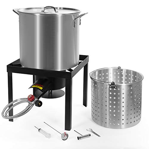 Barton All Purpose Turkey Deep Fryer High Pressure Burner Boiler Roaster Clam Bake Crawfish Pot Boiling Lid Seafood Cajun Gas Stove Burner Stand Injector