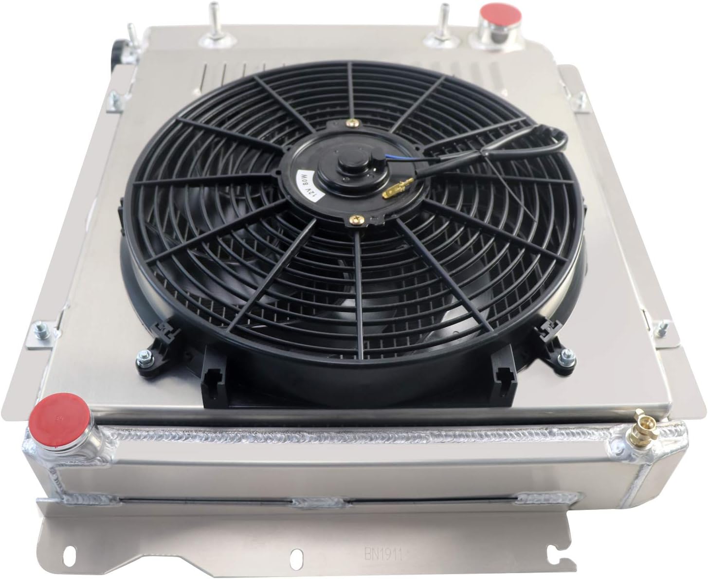 ALLOYWORKS 4 Row All Aluminum Radiator+Shroud Fan For 1987-2002 Jeep Wrangler YJ/TJ / 1987-1995Chevy GM V8 Engine