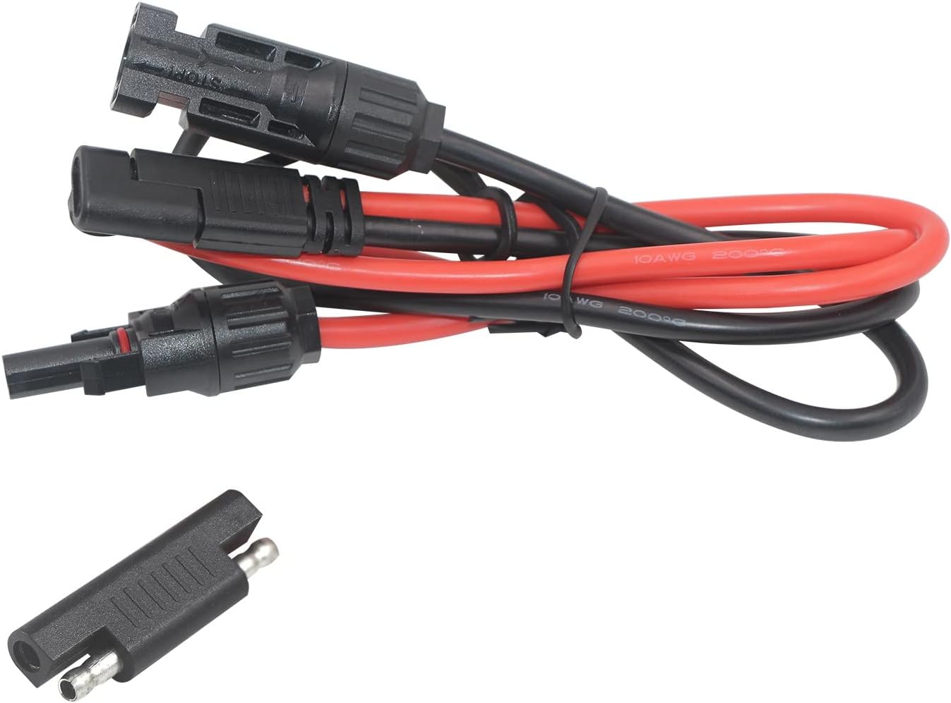 Solar Panel Connector to SAE Cable - 2Ft 10AWG PV Panel Male and Female Connectors to SAE Quick Release Plug Power Cable with SAE Polarity Reverse Adapter for Solar Battery Generator, IP67 Waterproof