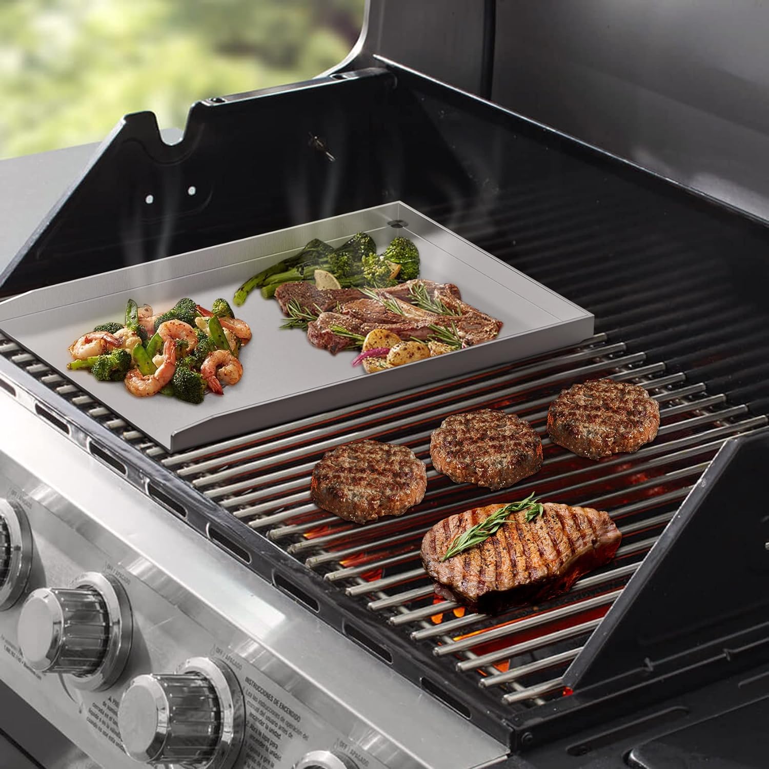 Stanbroil Stainless Steel Griddle Pan for Weber Spirit Grill Models - Gas Grill Griddle for Spirit 300 series, Spirit 700, Genesis Silver B/C, Genesis Gold B/C, Genesis Platinum B/C (2005 model Year) Pack of 2