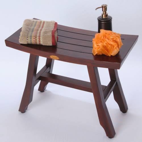 DecoTeak 24 Satori Teak Shower Bench- Eastern Style- Extended Length- Shower, Shaving, Display- Foot Leveling Pads