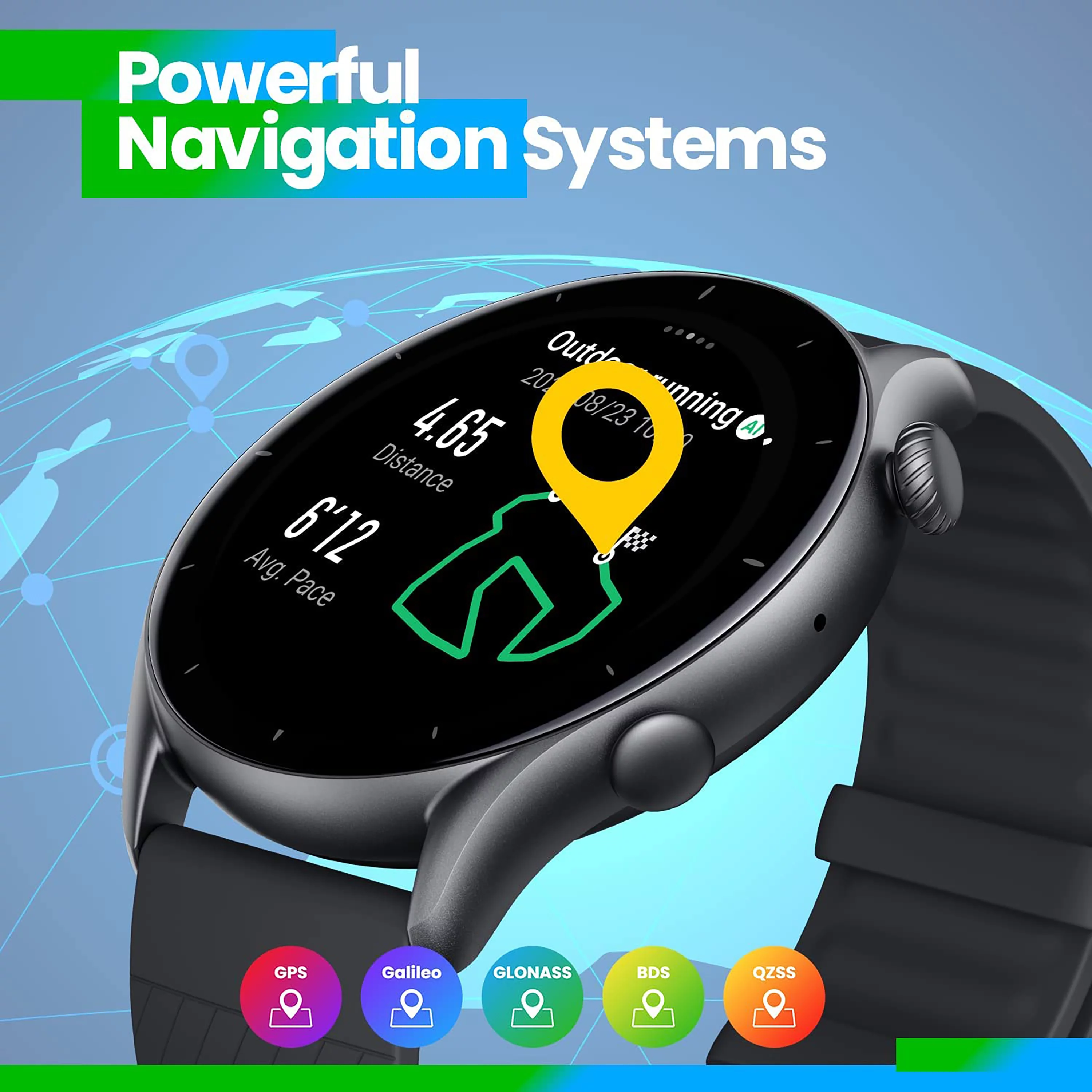 Amazfit GTR 3 Smart Watch: Android & iOS - GPS Fitness Tracker with 150 Sports Modes - 21-Day Battery Life - 1.39” AMOLED Display - Blood Oxygen Heart Rate Tracking - Waterproof, Thunder Black